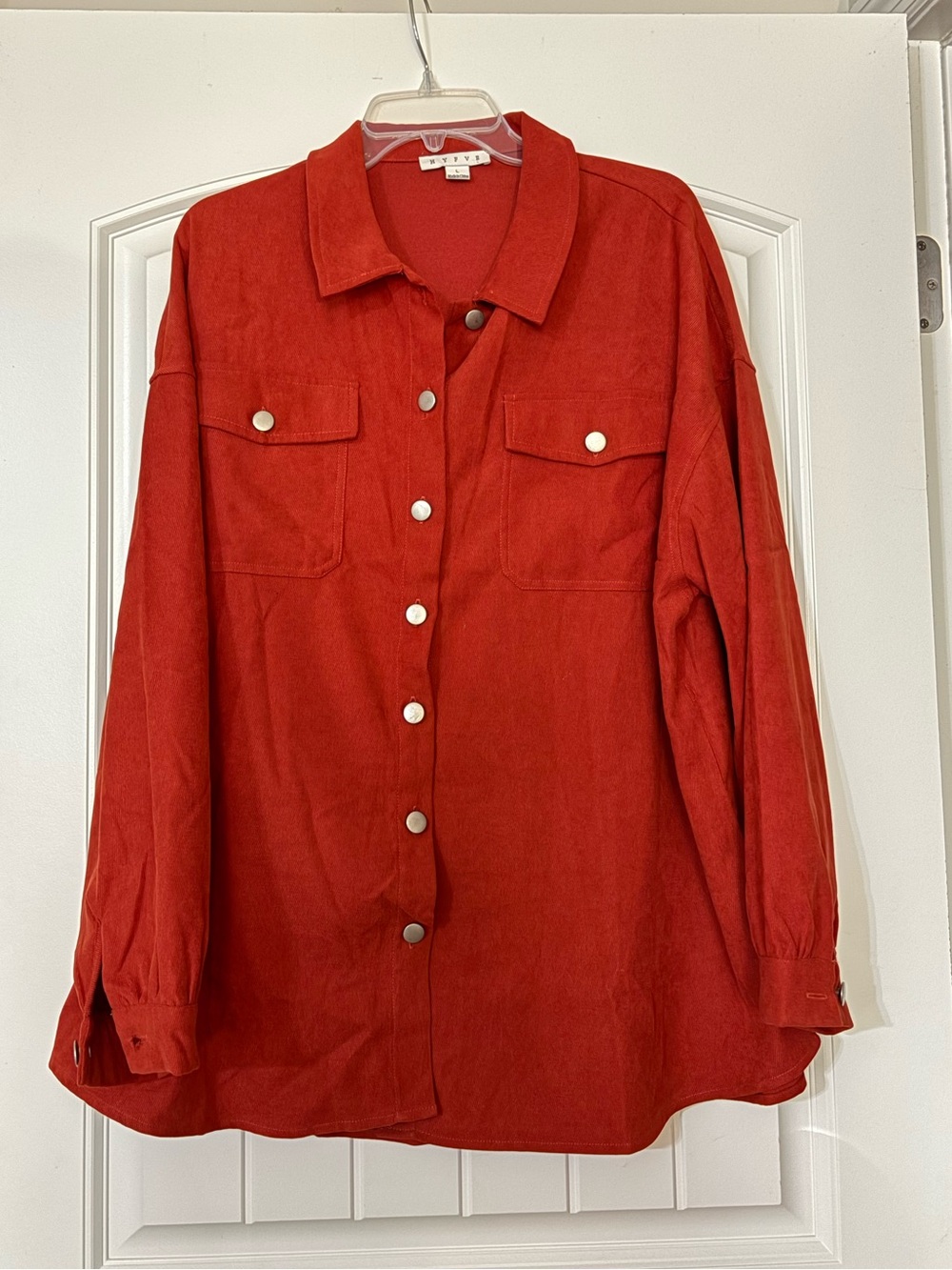 Dark Orange Button-Front Oversized Jacket